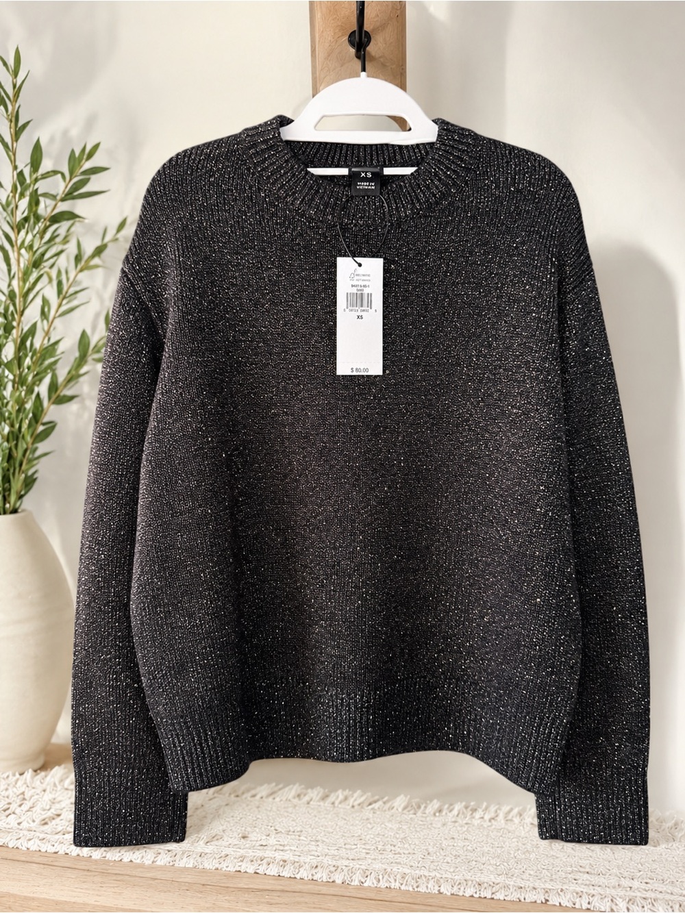 Banana Republic Black Metallic Crewneck Sweater